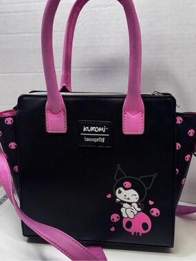 Loungefly Sanrio Kuromi Black & Pink Skull Mini Tote Bag
